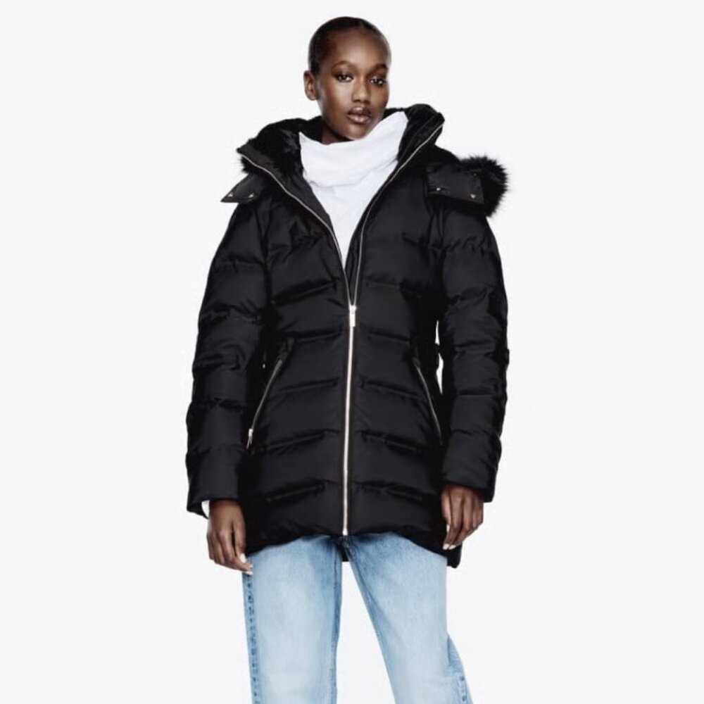 Zara LONGLINE HOODED QUILTED FEATHER AND DOWN COAT Size XS gently used